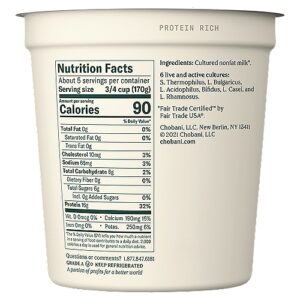valor nutricional de Chobani Organic Greek Yogurt